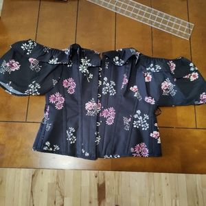 Corset Story Overbust Floral Flutter Sleeve Corset UK size 14